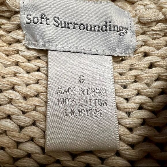 Soft Surroundings Sweater Hoodie Chunky Knit 1/4 Button Collar Cotton Cream S - Picture 11 of 11